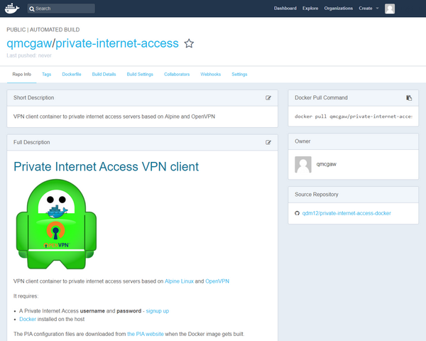Docker Hub page