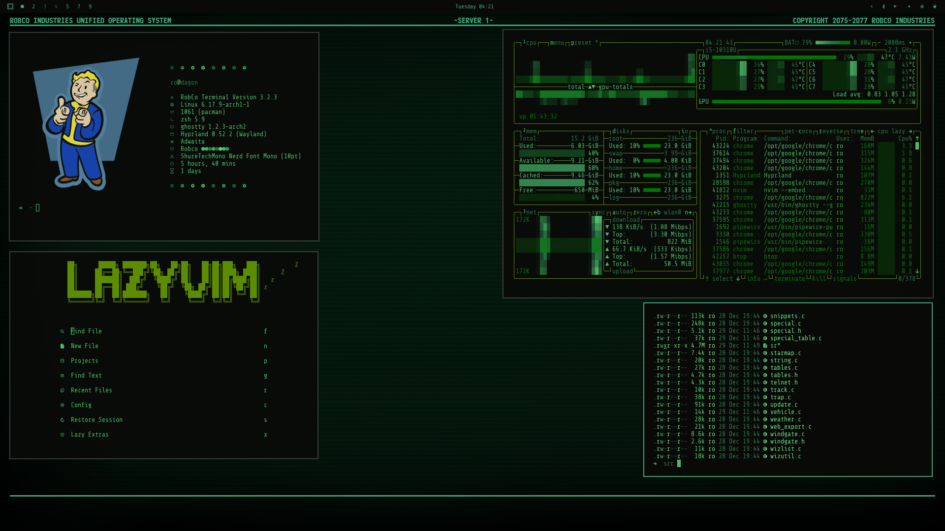 RobCo Omarchy Theme Screenshot